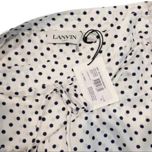 LANVIN Silk Polka Dot Skirt / Culottes Ecru / Blue - Size 42 FR/10 US - Picture 9 of 11